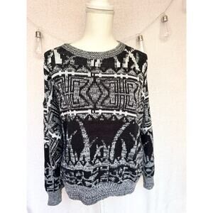 Vintage 1980's Uniform Code Black & White Knitted Sweater Medium